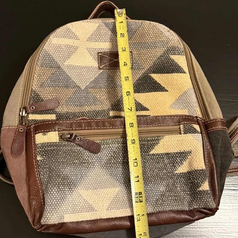 Myra Bag mini backpack Geometric‎ Patterned Backpack - Brown and Tan